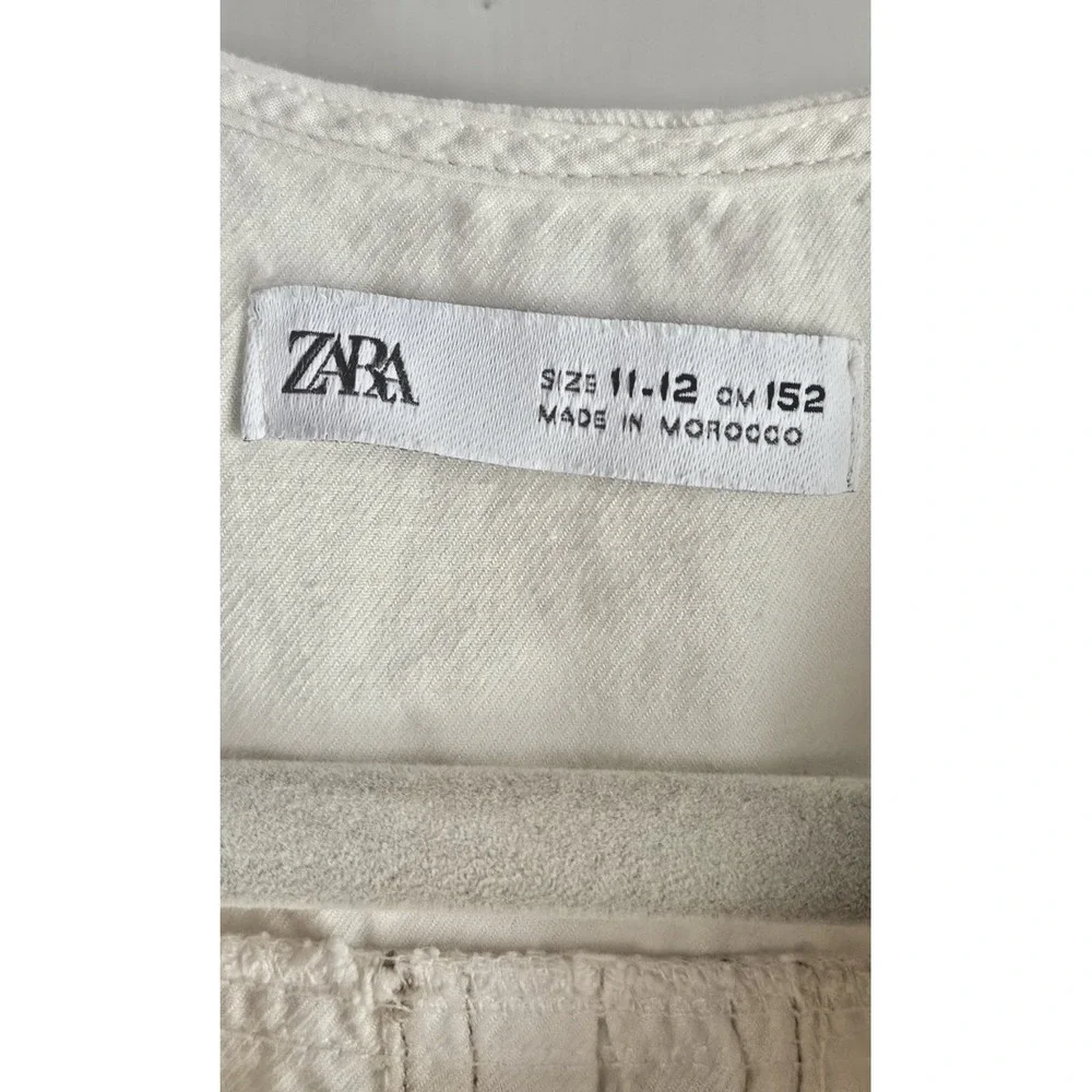 ZARA girl Sz 11-12 safari‎ big pockt ivory romper short sleeves NWOT